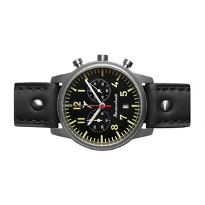 Aristo Herren Messerschmitt Uhr Chronograph Fliegeruhr ME-4544-5021 Leder