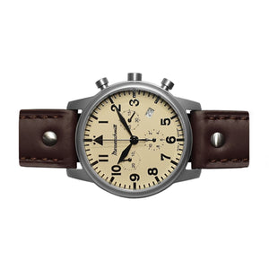 Aristo Herren Messerschmitt Uhr Chronograph Fliegeruhr ME-4544-BL Leder
