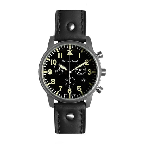 Aristo Herren Messerschmitt Uhr Chronograph Fliegeruhr ME-4544-SL Leder