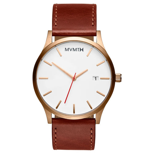 MVMT CLASSIC Rose Gold Natural Herren Uhr Armbanduhr Leder MM01-WBR