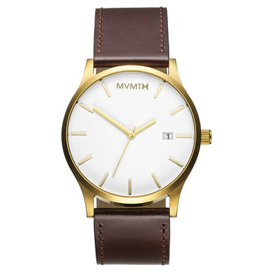 MVMT CLASSIC White Gold Herren Uhr Armbanduhr Leder MM01-WGL