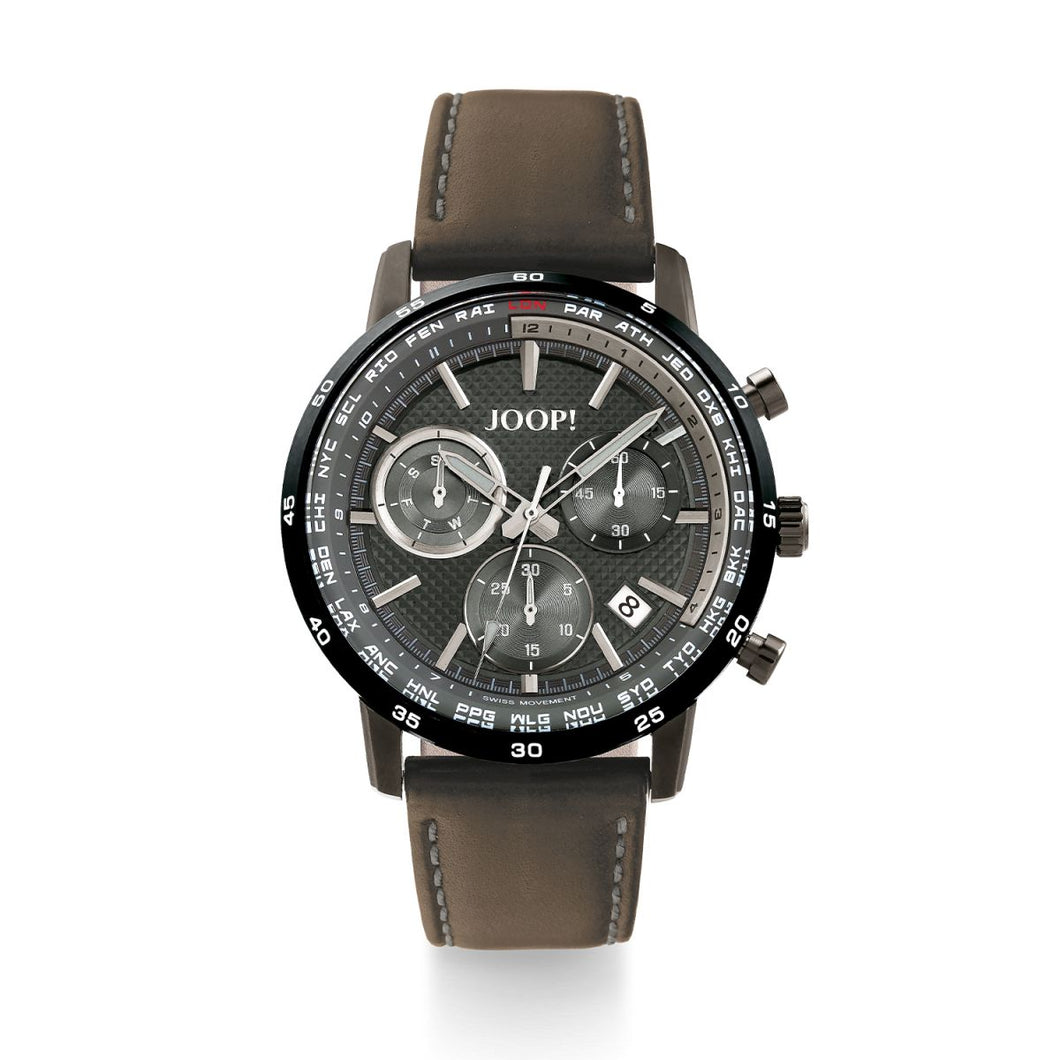 Joop Herren Uhr Armbanduhr Chronograph 2026604 Analog Quarz Leder