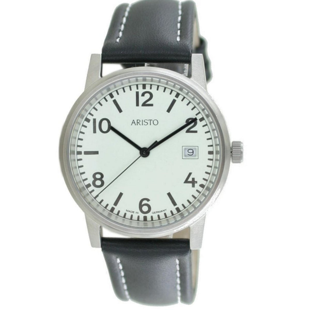 Aristo U-Boot Herren Uhr Edelstahl 3H27-1 Leder
