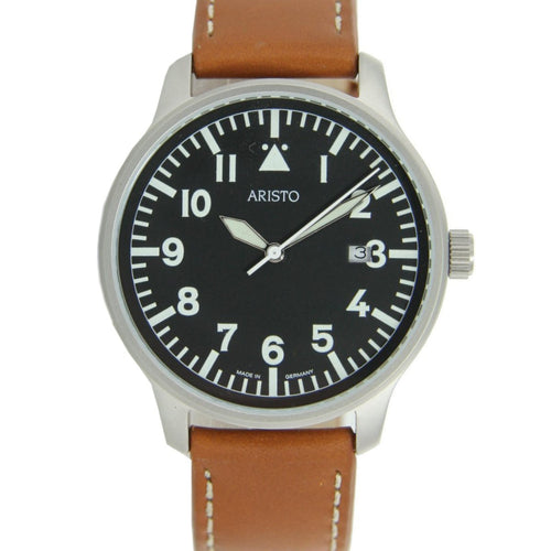 Aristo Herren Uhr Armbanduhr Fliegeruhr Quarz Edelstahl 3H84