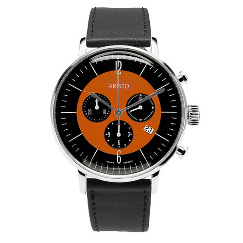 Aristo Bauhaus Herren Uhr Chronograph Edelstahl 4H238 Leder