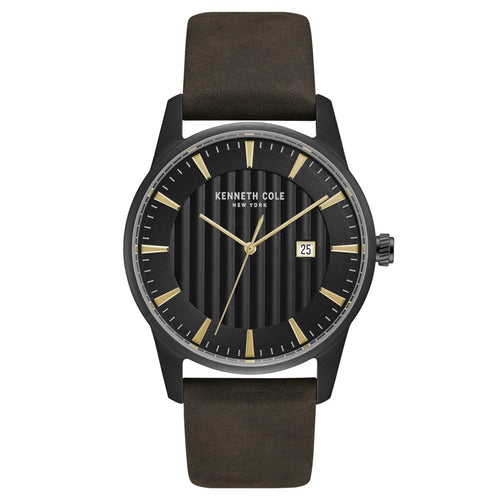 Kenneth Cole New York Herren-Armbanduhr Analog Quarz Leder KC15204003
