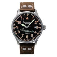 Laden Sie das Bild in den Galerie-Viewer, Aristo Herren Messerschmitt Uhr Fliegeruhr Automatik BF109E-3-A Leder