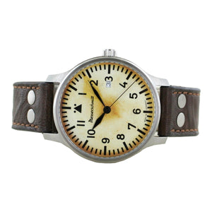 Aristo Herren Messerschmitt Uhr Fliegeruhr ME-42Vintage-1 Vintage Leder