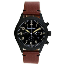 Laden Sie das Bild in den Galerie-Viewer, Aristo Herren Messerschmitt Uhr Chronograph ME5030-44VS vintage Leder rotbraun