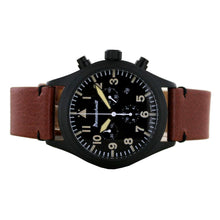 Laden Sie das Bild in den Galerie-Viewer, Aristo Herren Messerschmitt Uhr Chronograph ME5030-44VS vintage Leder rotbraun