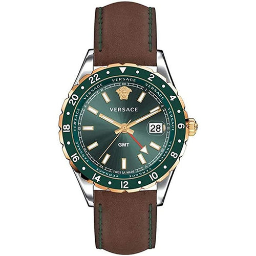 Versace Herren Uhr Armbanduhr Leder Hellenyium GMT V11090017