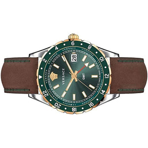 Versace Herren Uhr Armbanduhr Leder Hellenyium GMT V11090017