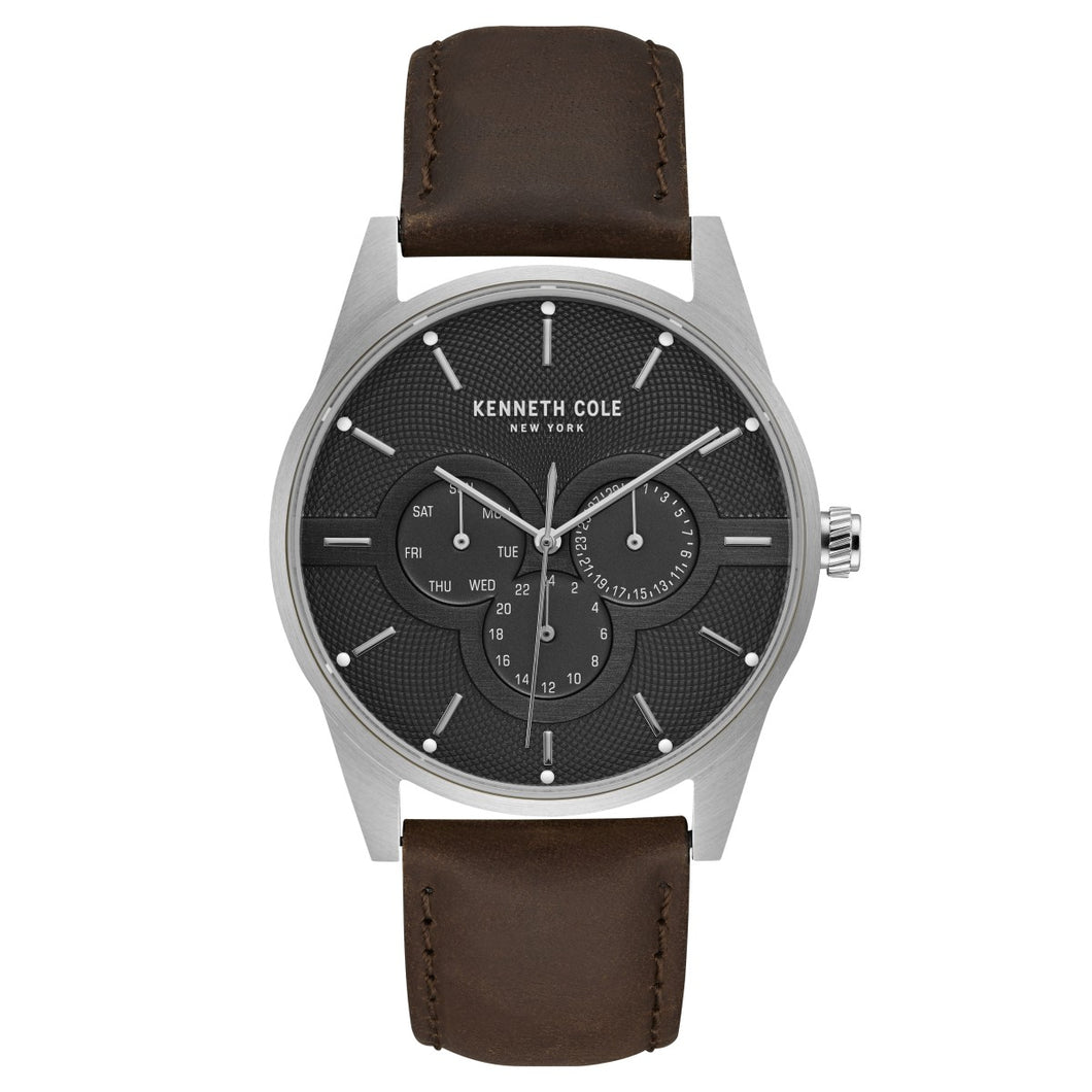 Kenneth Cole New York Herren-Armbanduhr Analog Quarz Leder KC15205001