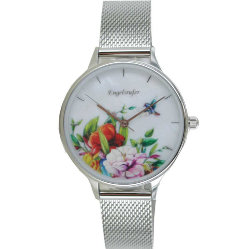 Engelsrufer Damen Uhr Armbanduhr Edelstahl ERWA-FLOWER1-MS-MS Meshband